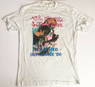 Vtg 1986 Neil Young Crazy Horse Rusted Out Garage Concert Tour T Shirt Xl Worn