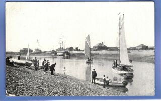Old Vintage Postcard Foryd Harbour Rhyl Denbighshire Wales Boats