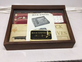 Vintage Buck Knife Display Case And Merchant Liturature,  Price Buttons,  Decal