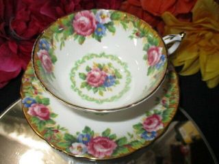 Cup Saucer Paragon Tapestry Rose Pink Roses In Green Foliage Flower Chintz