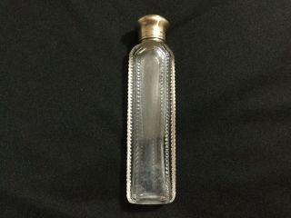 Antique - Late 19th Century - Cut Glass Perfume/scents Bottle With Sterling Lid
