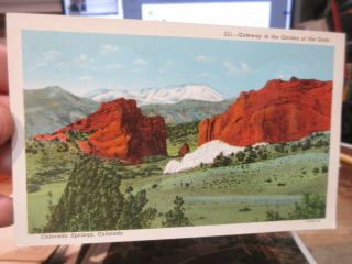 Vintage Old Postcard Colorado Gateway To The Garden Of The Gods Springs Opening