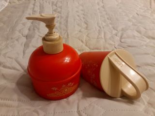 Vintage Avon Country Kitchen Hand Lotion Glass Dispenser And Soap Dish