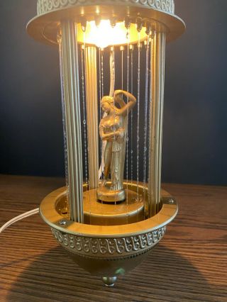 Vtg Small Mineral Oil Rain Drip Hanging Lamp Light Motion Lady Greek Goddess
