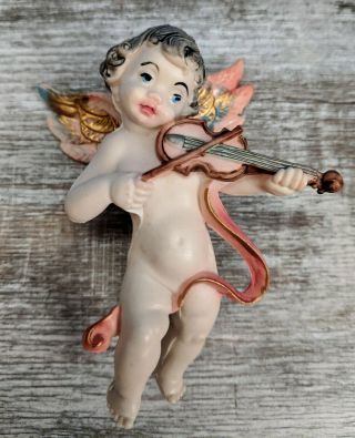 Vintage Fontanini Depose Cherub Angel Christmas Ornament Italy Violin