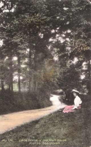 1912 Postcard: Lane & Old Malt House,  Hinton Sharpness,  Gloucestershire