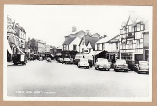Old Real Photo Card Chesham High Street The Lamb Inn Old Cars C.  1950
