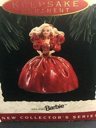 1993 Hallmark Keepsake Ornament Holiday Barbie 1 In The Series