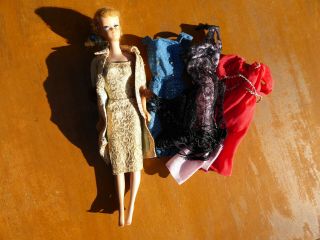 Vintage 3 - 4 Blonde Ponytail Barbie Doll In Three Outfits