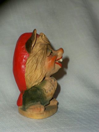 Vintage Happy Troll Wood Figurine Hand Carved Wooden Figure Henning Norway 3