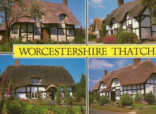 Old Postcard - Worcestshire - Worcestershire Thatch - Multiview - Salmon 19180s