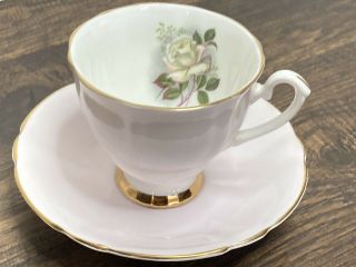Vintage Consort Tea Cup And Saucer Pink Gold Trim Floral English Fine Bone China