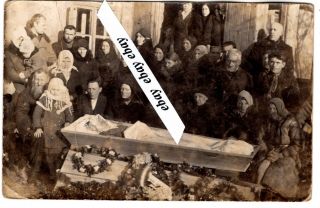 Early 1900 Lady Post Mortem Open Coffin,  People Antique Photo European