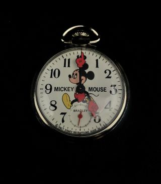 Vintage 1970s Bradley Mickey Mouse Pocket Watch - Walt Disney Memorabilia