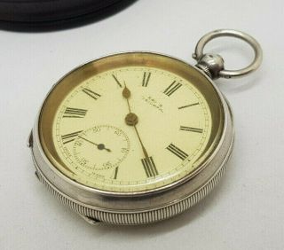 ANTIQUE SOLID SILVER KAY ' S TRILIMPH POCKET WATCH 51 MM. 2