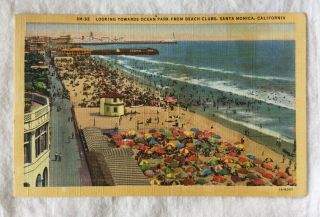 Western Publishing Linen Postcard Santa Monica California Ocean Park 1a - H357