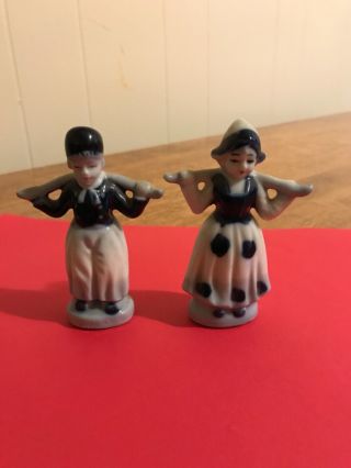 Vintage Japan Porcelain Blue And White Dutch Boy & Girl Milk Maid Figures