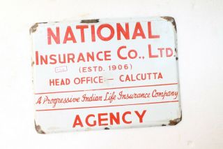 Vintage Sign Board Enamel Porcelain Of National Life Insurance Company Rarnh4304