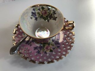 L M Royal Halsey Very Fine China Still Has Label Tea Cup And Saucer,  Pearlized