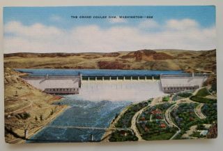 Washington Wa Grand Coulee Dam Postcard Old Vintage Card View Standard Souvenir