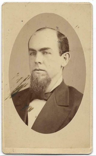 Civil War Era Cumberland Md Victorian Man Lincoln Beard Antique Cdv Photo