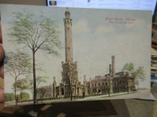 Vintage Old Postcard Illinois Chicago Water Tower Survived The Great Fire