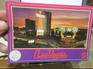 Vintage Old Postcard Nevada Las Vegas Dunes Hotel Resort Casino Oasis Sign Night