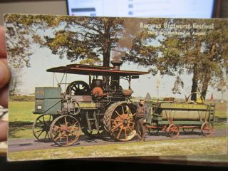 Vintage Old Ohio Postcard Bratwurst Festival Bucyrus Huber Steam Thresher Engine