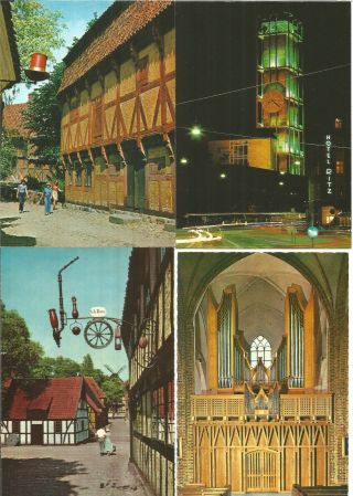 4 Denmark Postcards Incl.  Aarhus The Old Town,  Town Hall At Night,  Museum P855