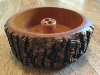 Vintage Small Wood Natural Edge Tree Bark Rusticware Nut Bowl - Ellwood Style