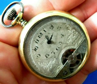 Antique / Vintage Hebdomaes Brevet 8 Days Swiss Made Pocket Watch Runs