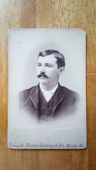Decatur Texas,  Man With Handlebar Mustache,  Bunnell Cabinet Photo,  C1880