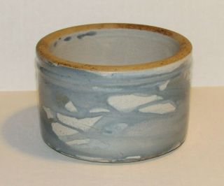 Rare Antique Blue Glaze Decorated Stoneware Pottery Butter Crock Recipe On Base