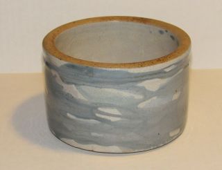 Rare Antique Blue Glaze Decorated Stoneware Pottery Butter Crock Recipe on Base 2