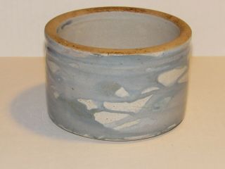 Rare Antique Blue Glaze Decorated Stoneware Pottery Butter Crock Recipe on Base 3