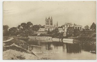 Old Postcard,  Wymans & Sons Ltd,  Cathedral From The River Bank,  Hereford,  1951