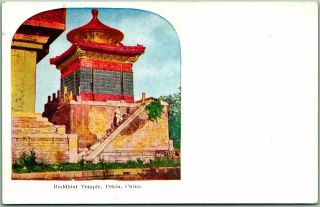 Vintage Beijing,  China Postcard " Buddhist Temple,  Pekin " C1910s