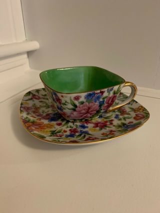 Vintage Tea Cup & Saucer Hand Painted Ardalt No 6167 Floral