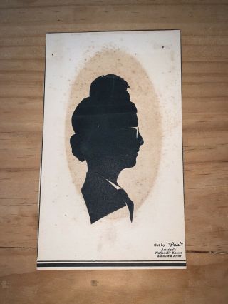 Vintage Silhouette Portrait Art Print Cut Out Of Woman With Glasses