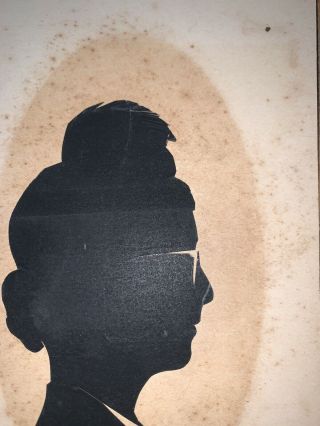 VINTAGE SILHOUETTE PORTRAIT ART PRINT CUT OUT OF WOMAN WITH GLASSES 2