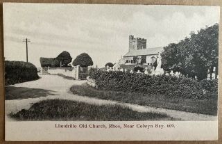 Llandrillo Old Church Rhos Near Colwyn Bay Vintage Postcard Grosvenor Series