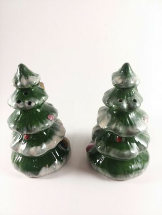 Vintage Kreiss Christmas Tree Salt and Pepper Shakers Merry Xmas 2