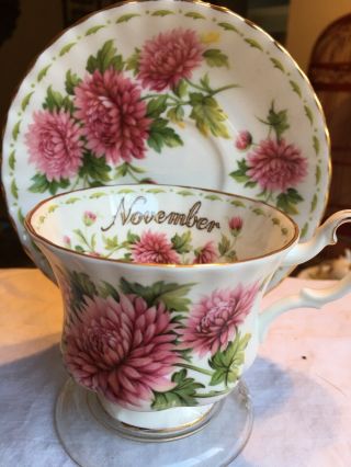Vintage Teacup And Saucer Royal Albert November Flower Of The Month 1970s