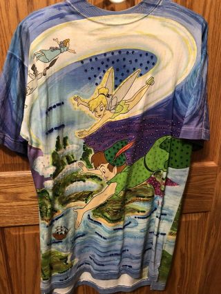 Vintage Disney Peter Pan All Over Print W/sequins Jou Jou T - Shirt Rare 1980 
