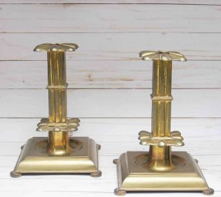 Pair 2 Vintage Signed Mottahedeh Heavy Brass Candle Holders Ex751 Candlestick