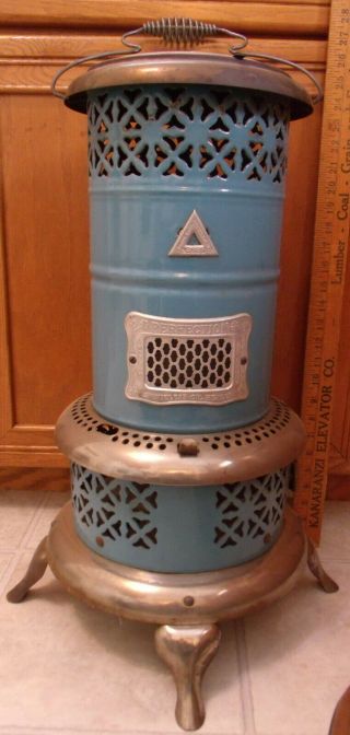 Antique Vintage Perfection Kerosene Heater Stove Model 630 Enamel Blue Nickel