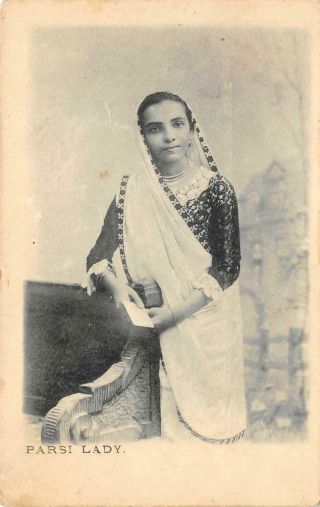 Parsi Lady India Native Woman C1900s Antique Vintage Postcard