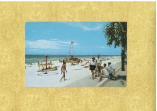 Fl Panama City Beach 1950 - 60s Vintage Postcard Long Beach Resort Florida