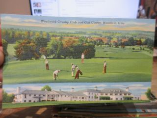 Vintage Old Ohio Postcard Mansfield Westbrook Country Club Golf Course Green Par