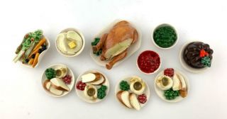 Deborah Mcknight Artisan 1:12 Dollhouse Miniature Holiday Christmas Dinner